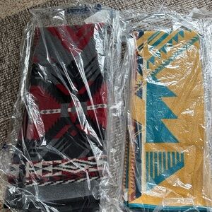 Geometric Patterned Blankets - Red and Yellow